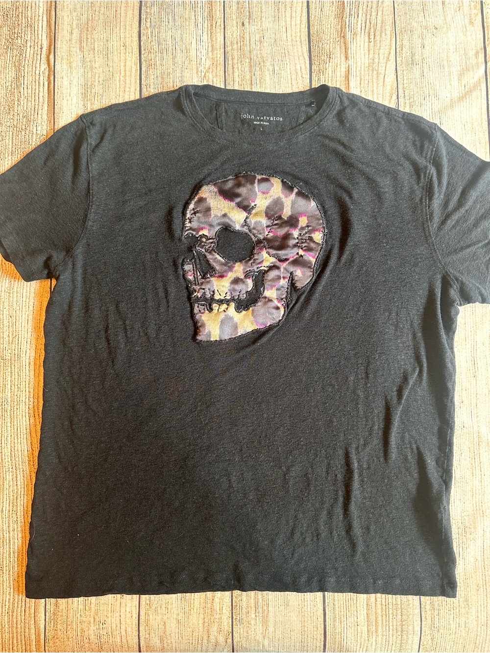 John Varvatos Skull Appliqué Graphic Tee Black Men’s L